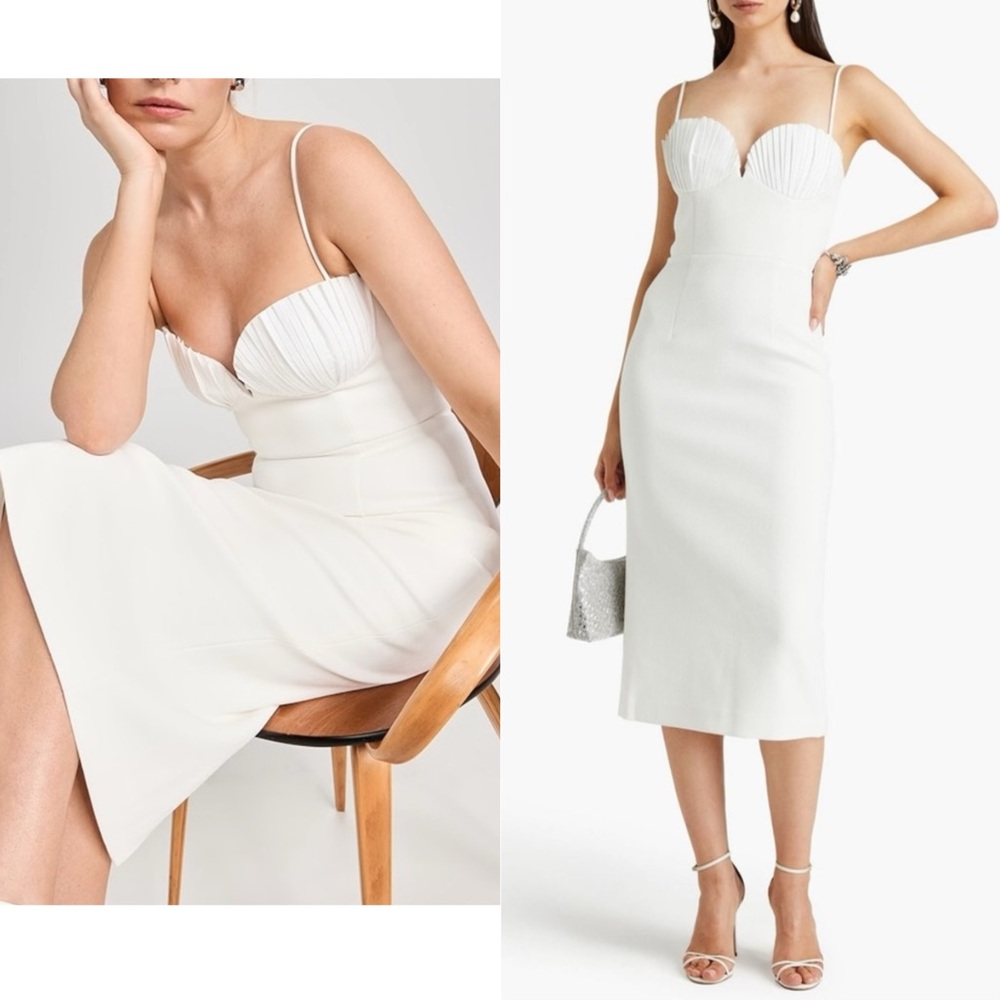 Rebecca Vallance Cora Pleated Crepe Midi Dress